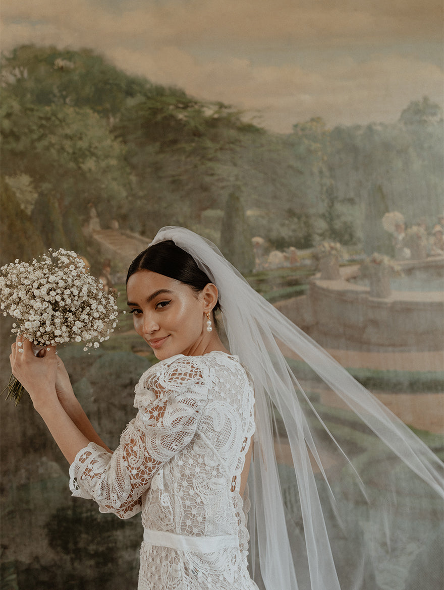 wedding dress with long veil Extra Full Poofy Cathedral Length Veil Blusher Cut Edge Veil for Simple Dress, Double Layer Veil with Comb Ivory Bridal Veil Veil to match gown 2455 Aukmla Wedding Bridal Veils Ivory