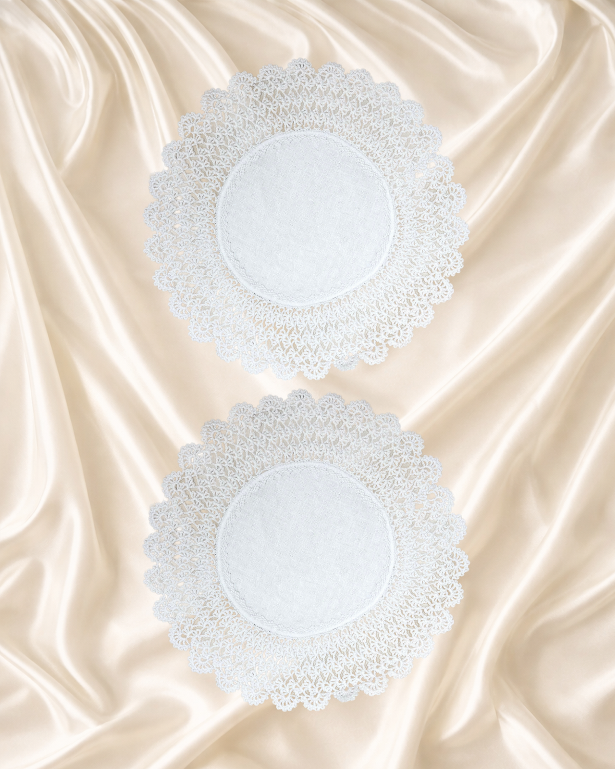 Vintage Victorian Hand Crocheted Lace Set 2 Doilies