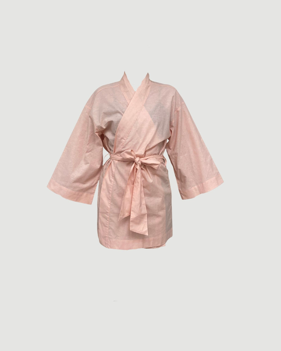 Isabella Linen Robe - Blush Pink