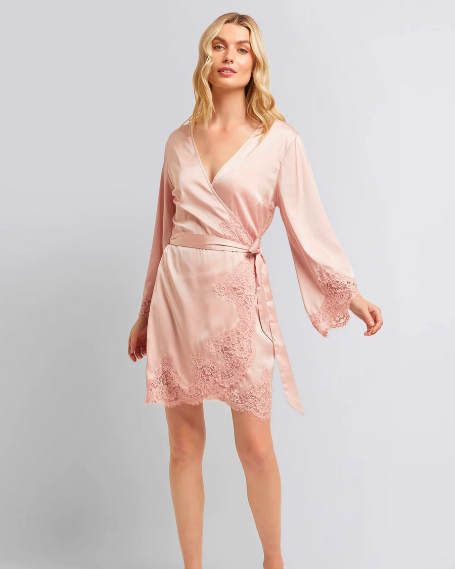 Dusty Rose Pink Sian Lace Robe