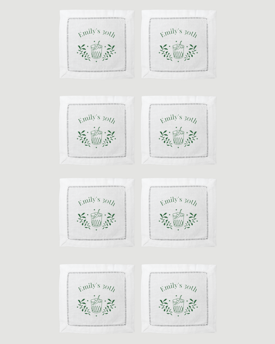 Embroidered Crest Cocktail Napkins (set of 8)