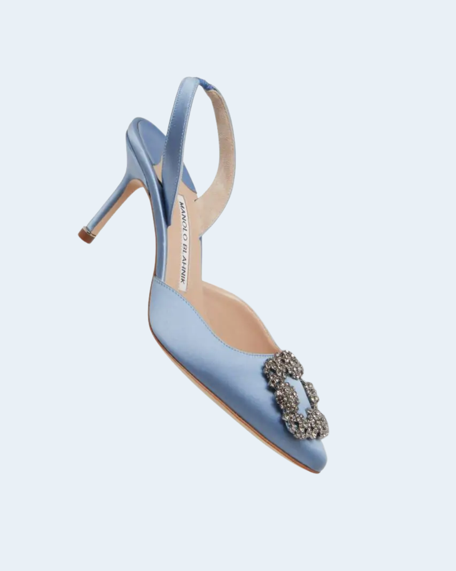 Hangisli Light Blue Satin Slingback Pumps