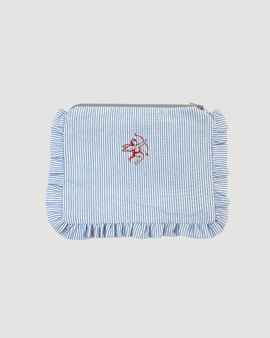 Blue Stripe Personalised Ruffle Pouch