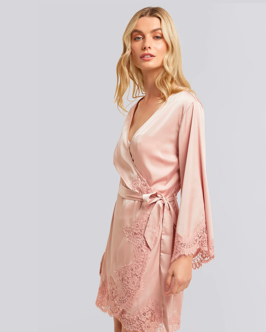 Dusty Rose Pink Sian Lace Robe