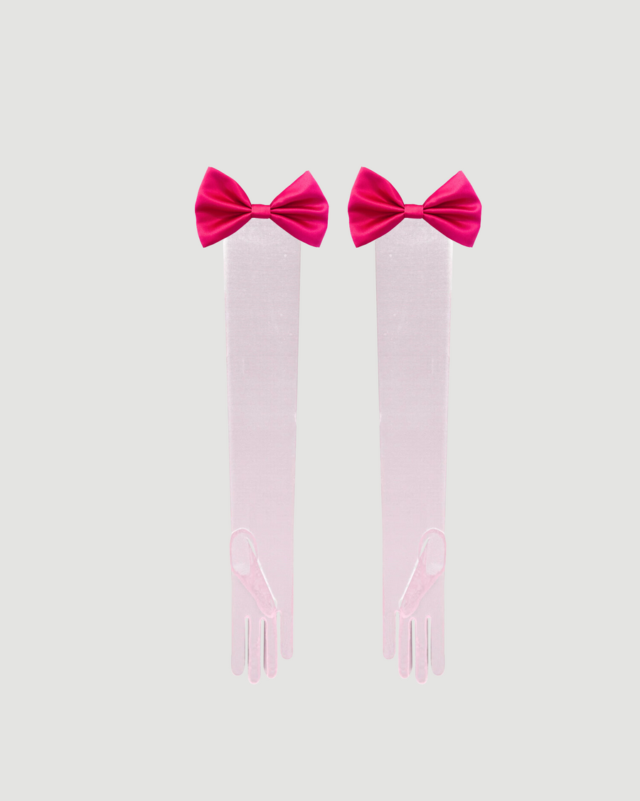 Pink Bow Sheer Gloves