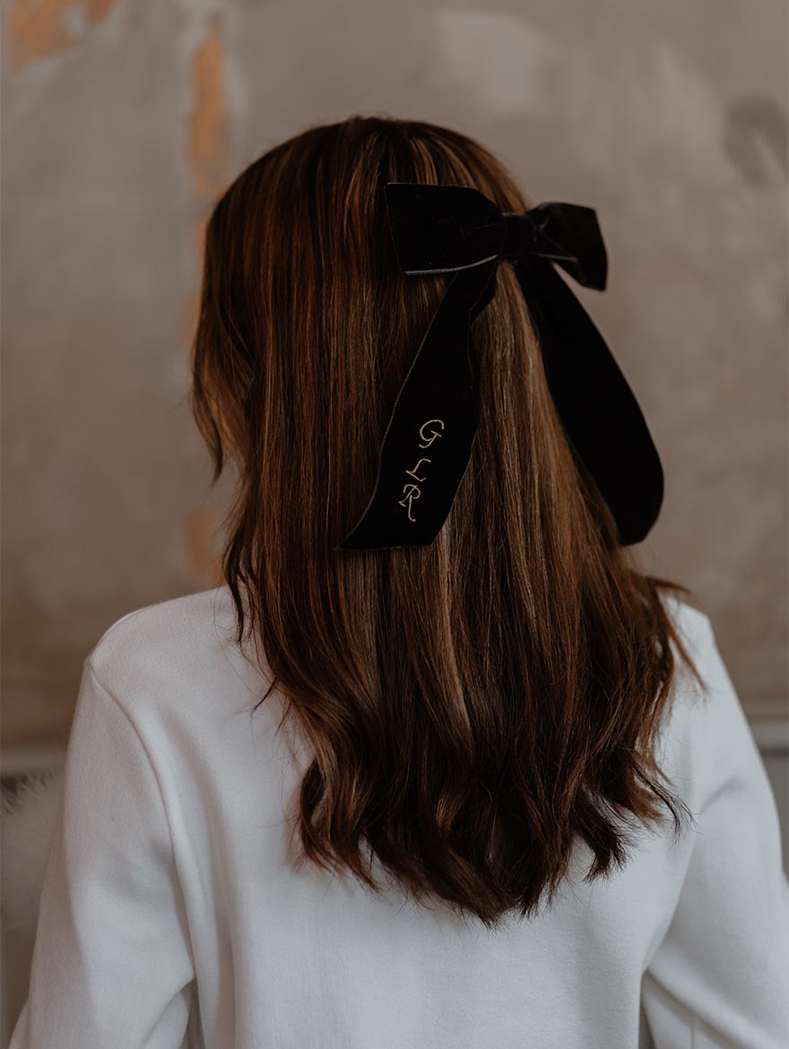 Velvet Hair Bow in Black