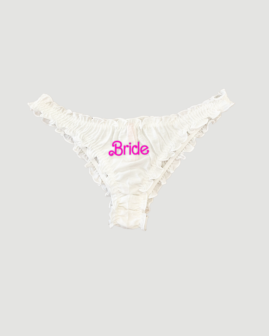 Embroidered Thong in White