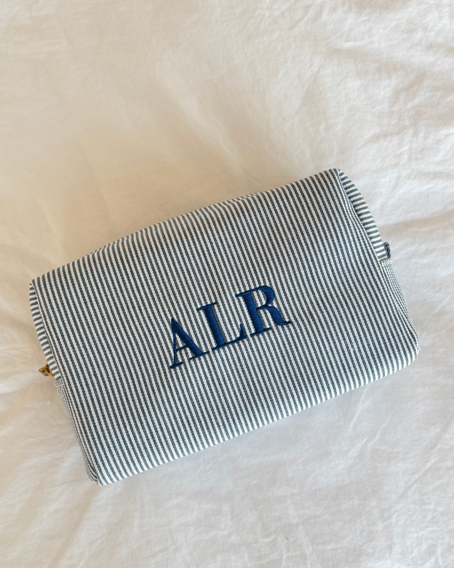 Navy Striped Pouch