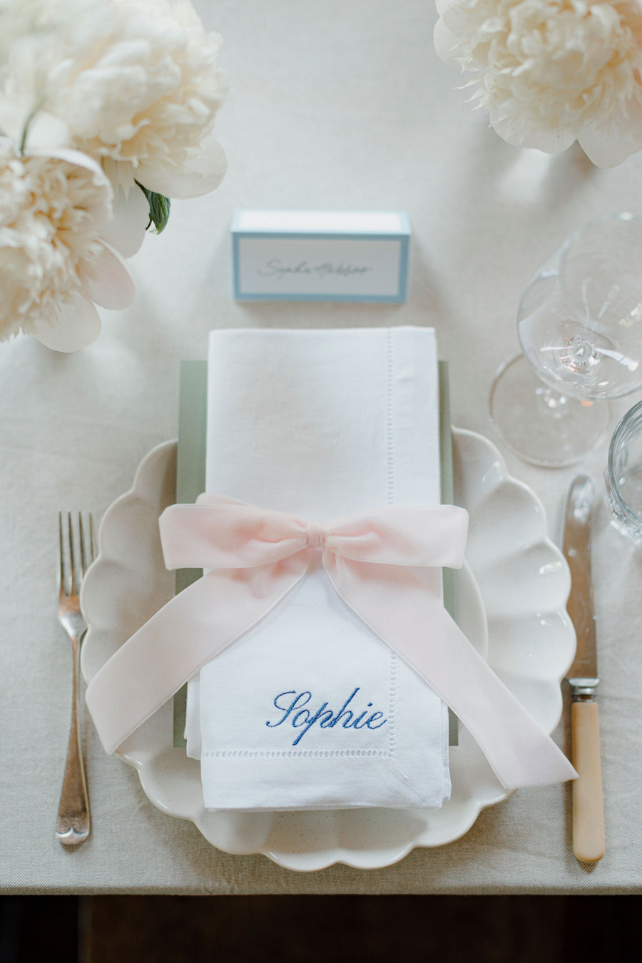 Embroidered Hemstitch Name Napkin