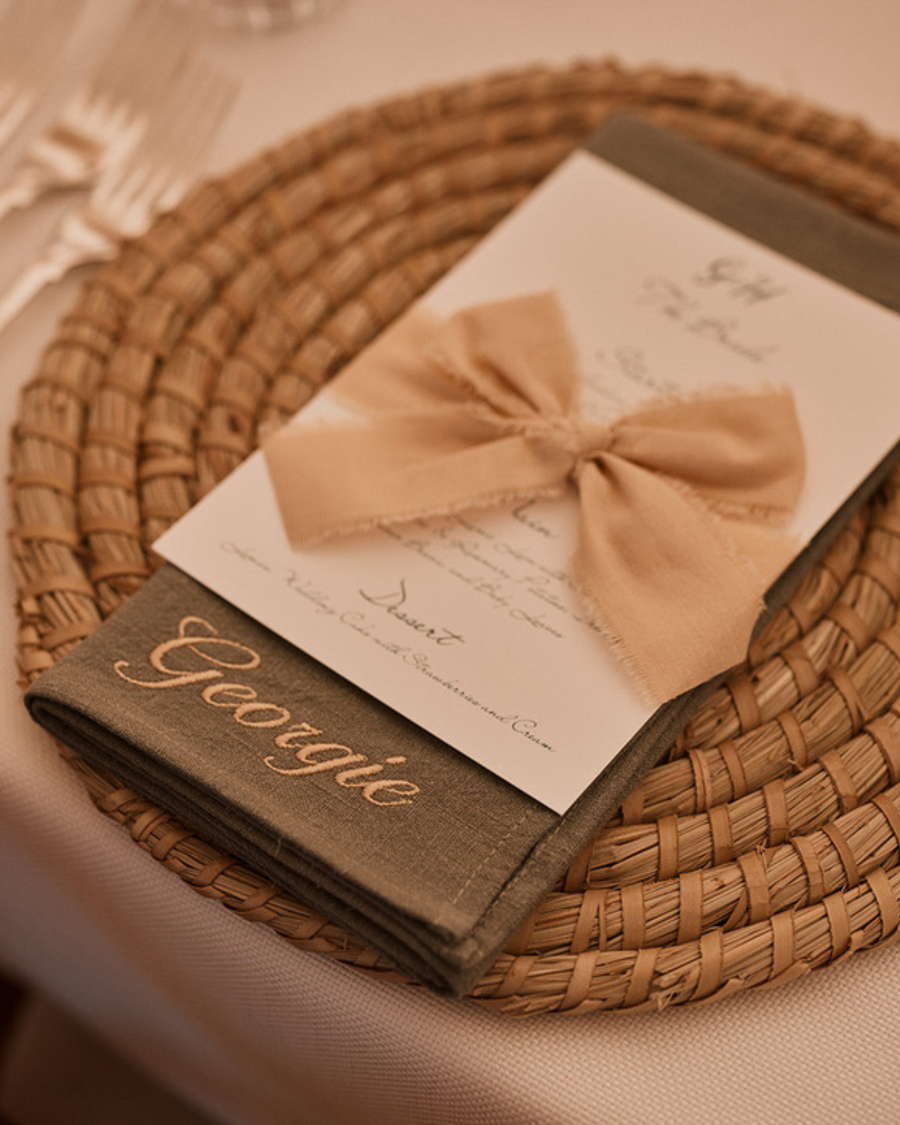 100 x Embroidered Linen Event Napkins