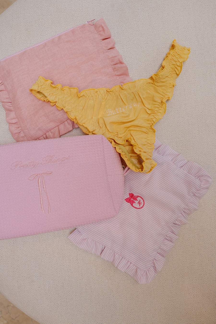 Yellow Embroidered Thong