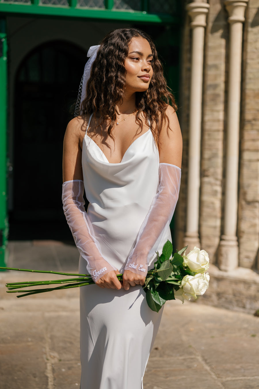 Embroidered Tulle Gloves