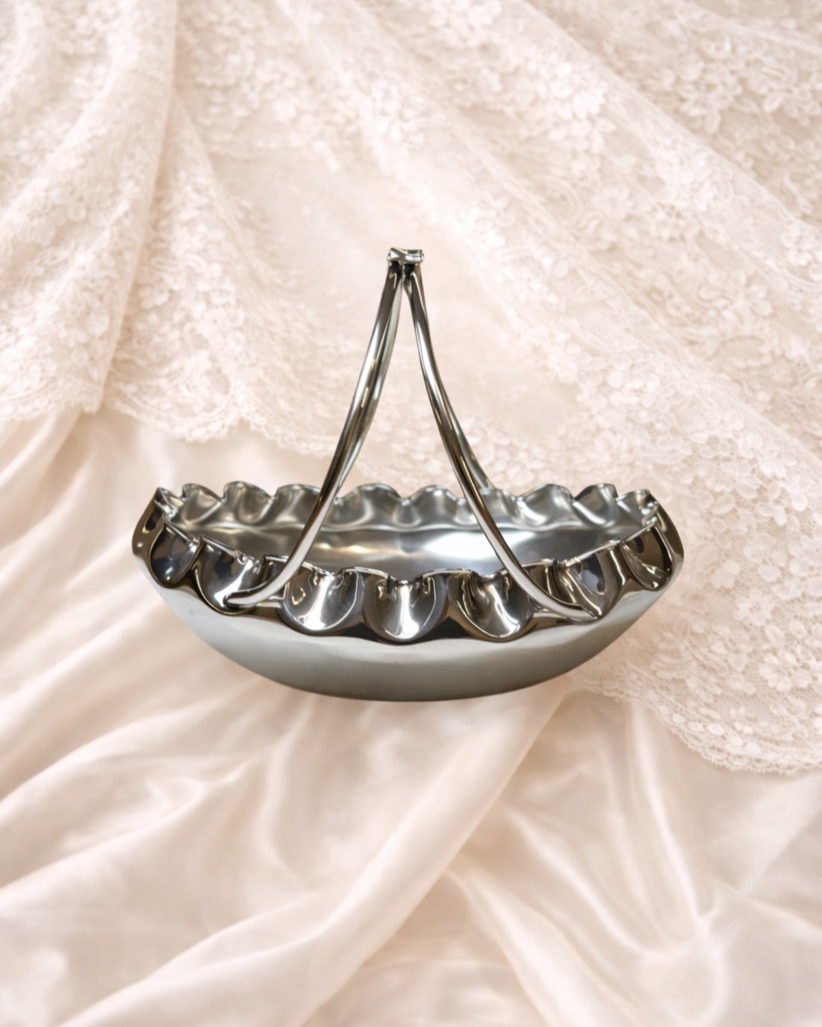 Vintage Silver Scallop Edge Basket