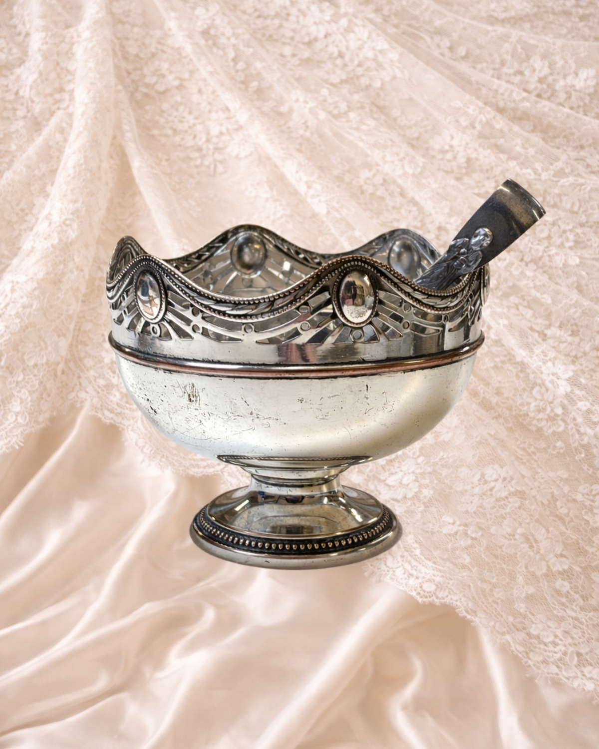 Vintage Small Ice Bucket & Tongs