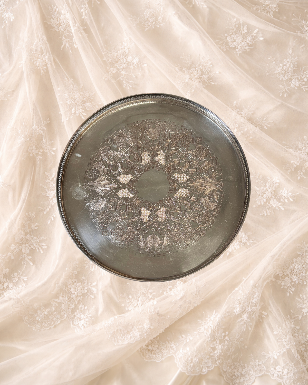 Vintage Engraved Silver Tray
