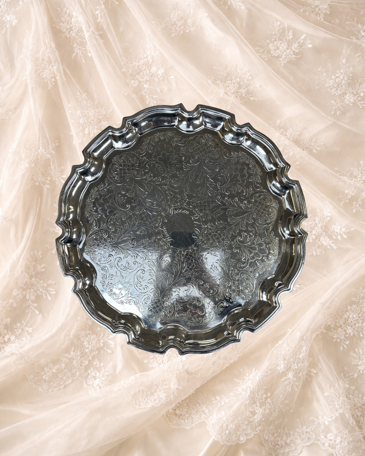 Vintage Wave Trim Engraved Tray