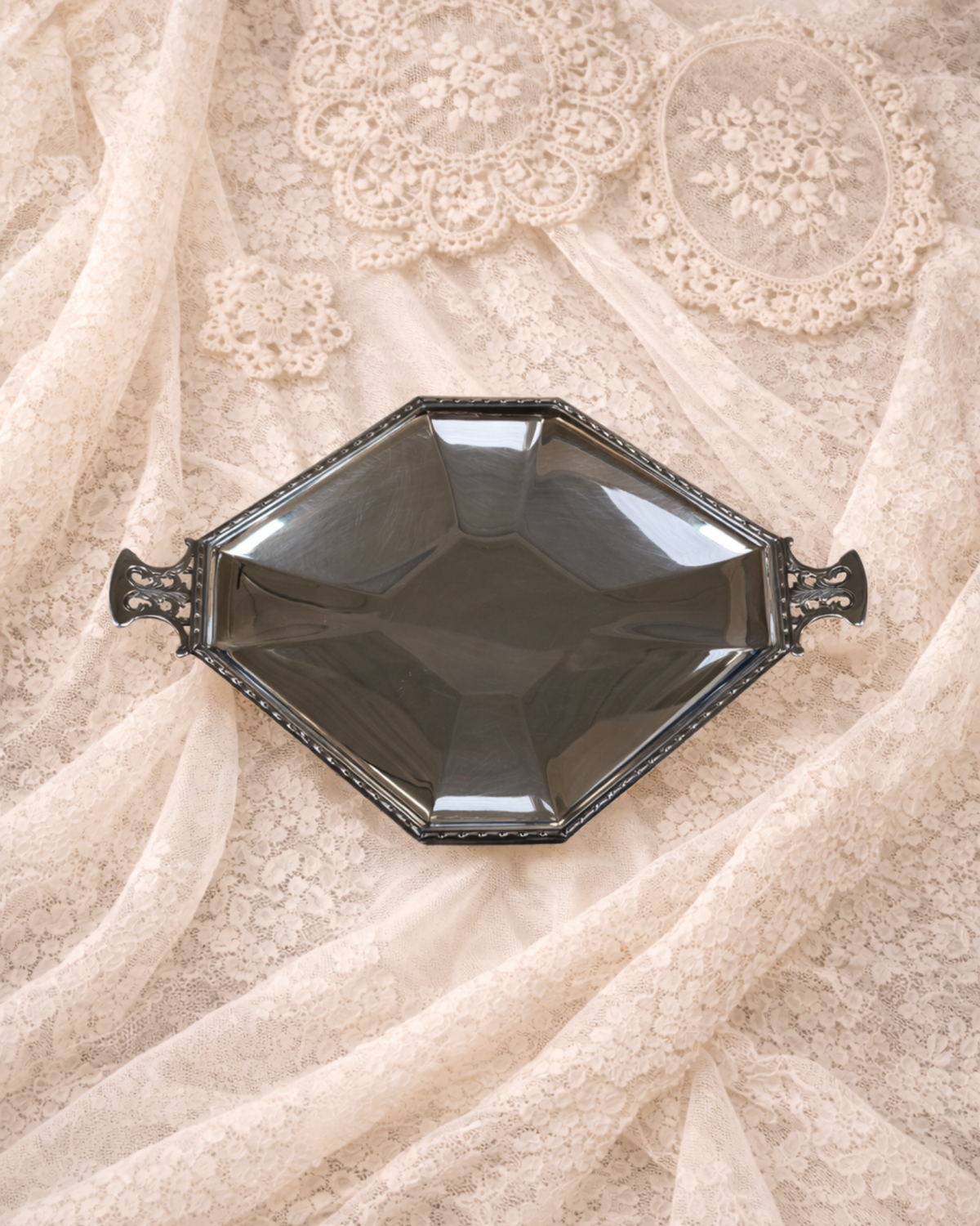 Vintage Square Silver Tray