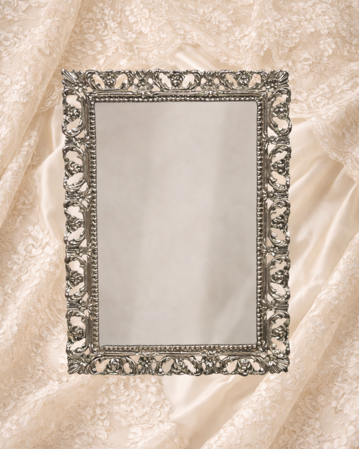Vintage Filigree Silver Mirror