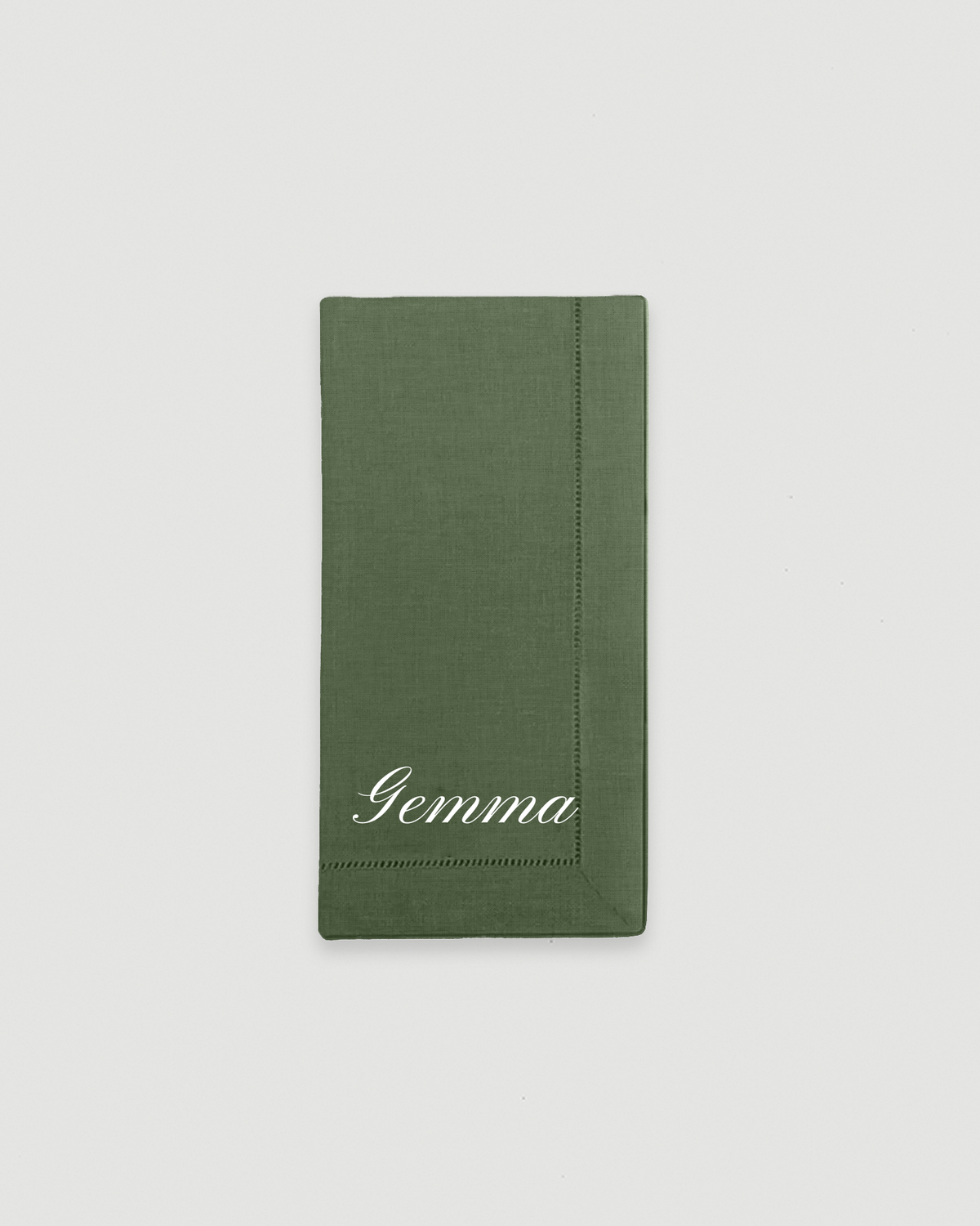 Green Personalised Hemstitch Napkin