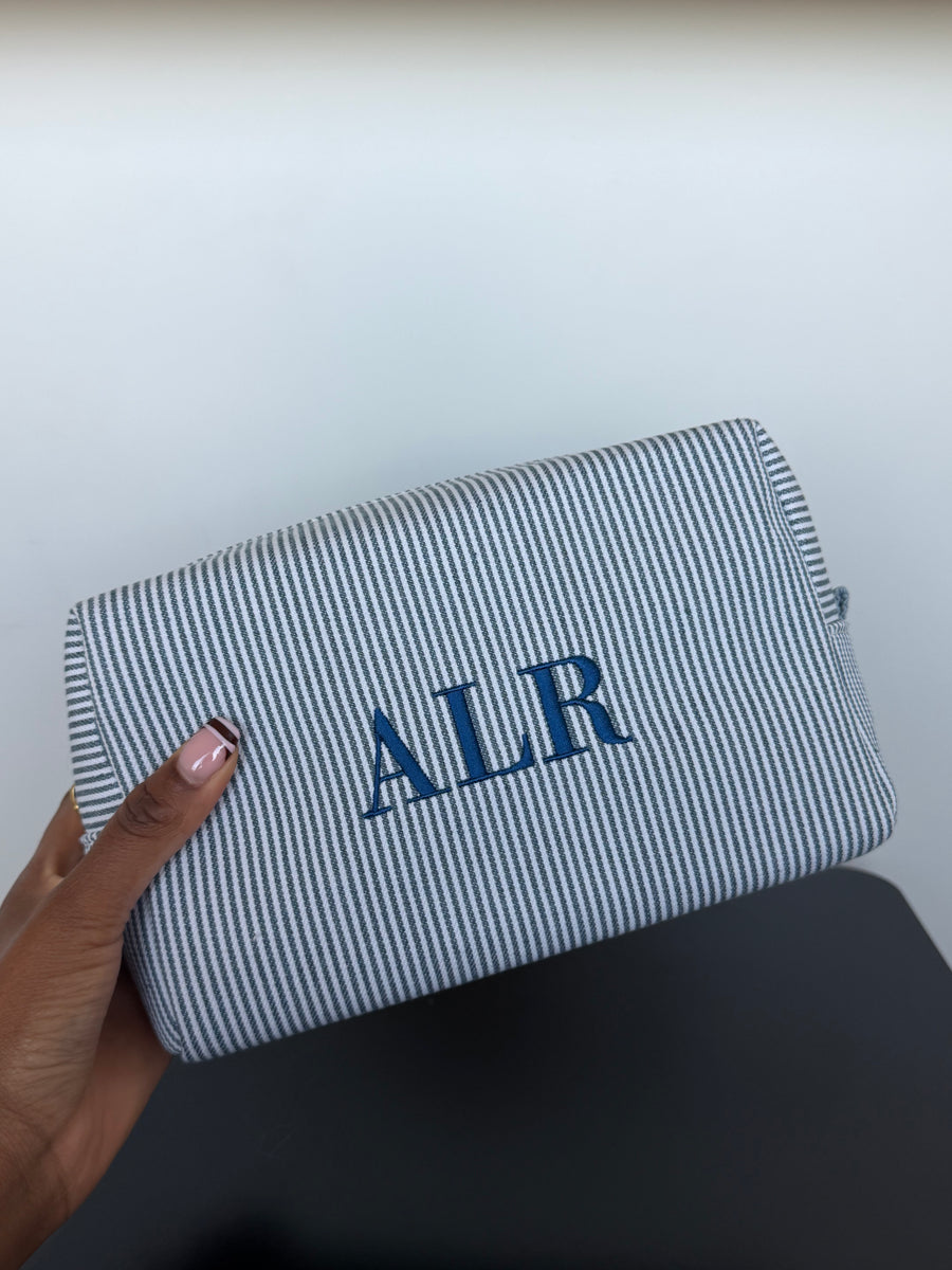 Navy Striped Pouch