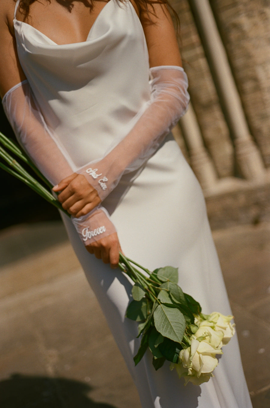 Embroidered Tulle Gloves