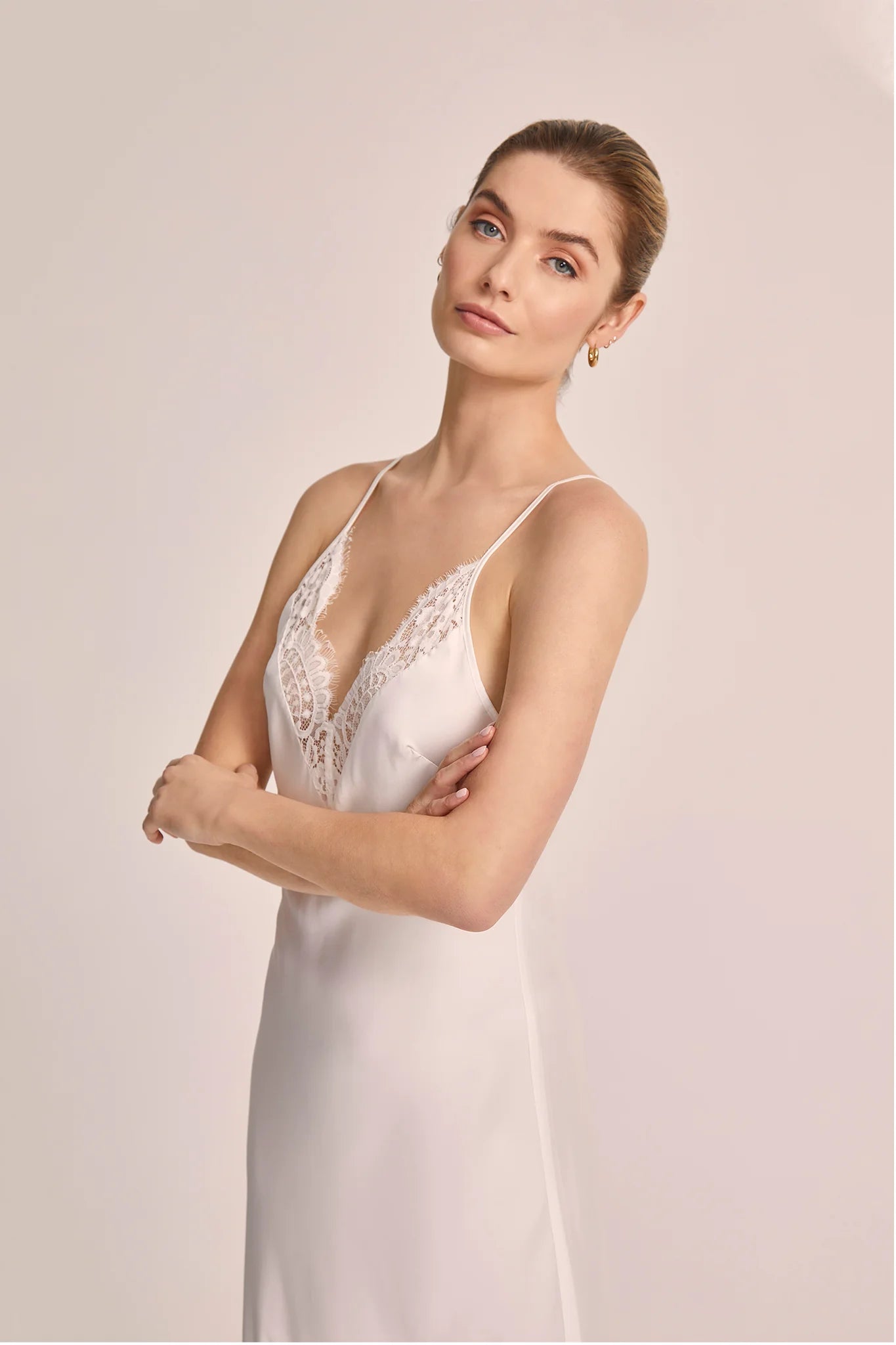 White Sian Long Slip – Gigi & Olive