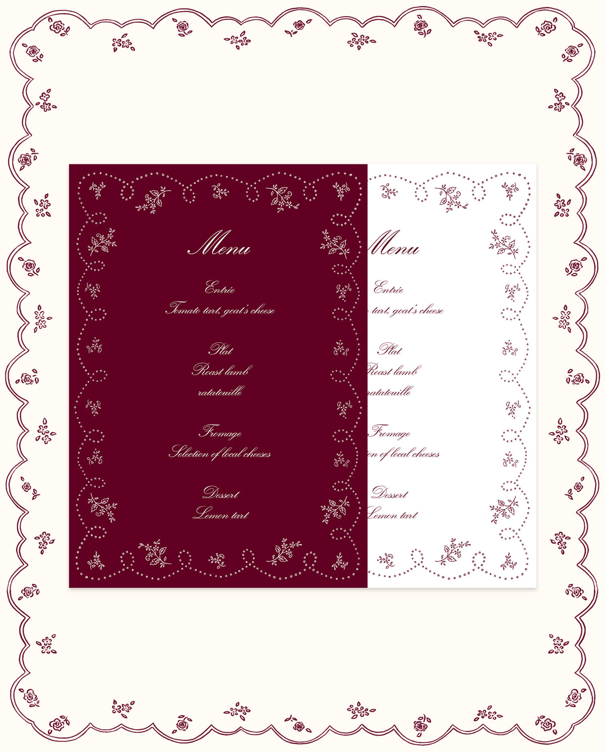 Lace & Vintage Menu Digital Download