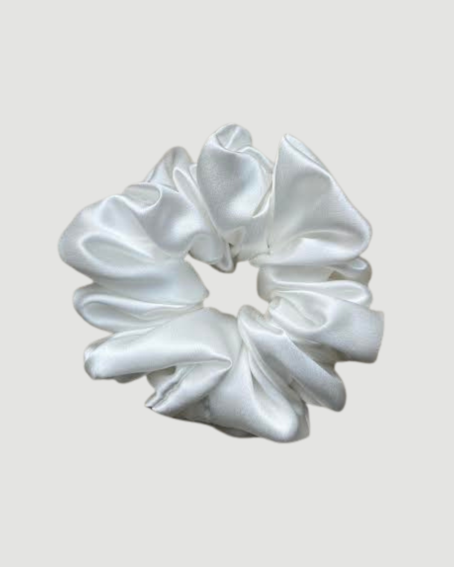 Bridal White Silk Scrunchie