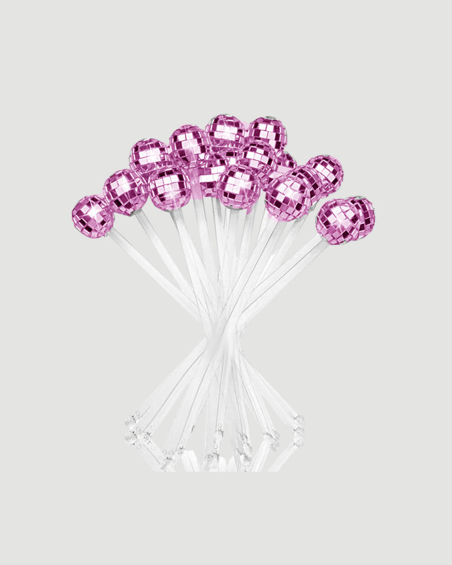 Pink Disco Ball Cocktail Stirrers (pack of 16)
