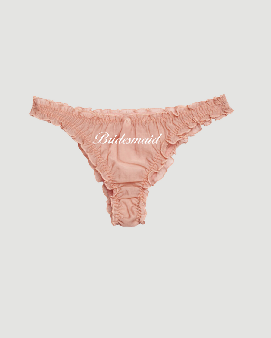 Embroidered Thong in Dusty Pink
