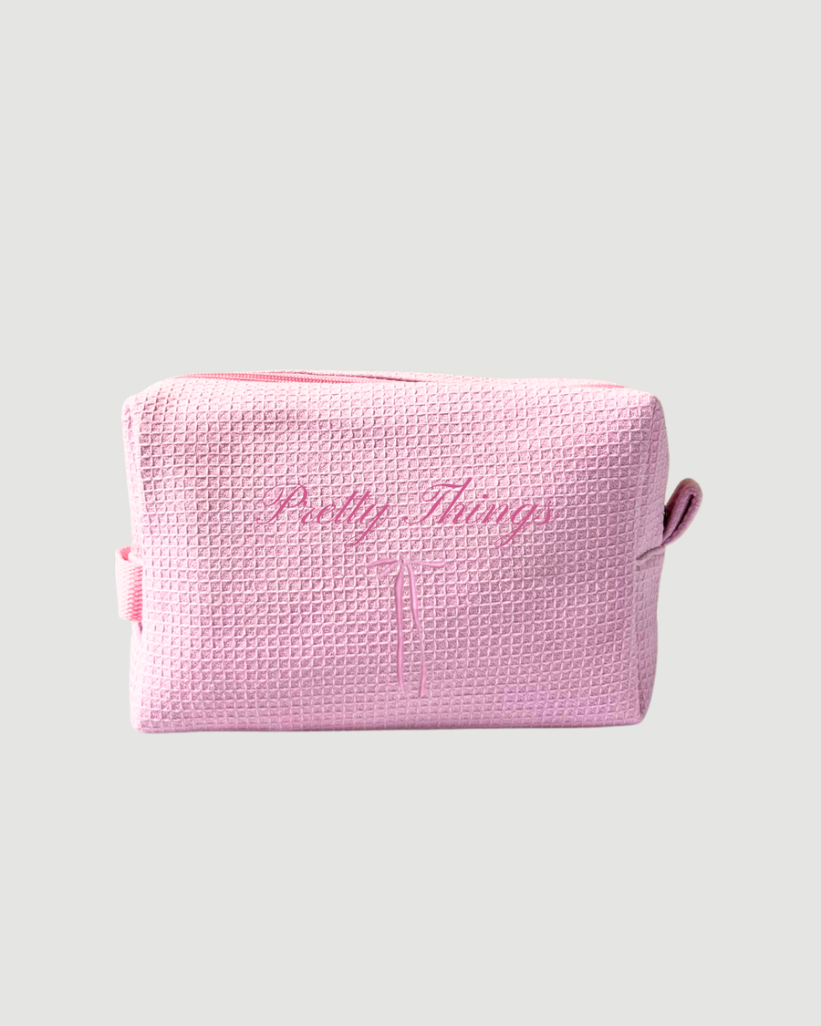Personalised Waffle Pouch - Baby Pink