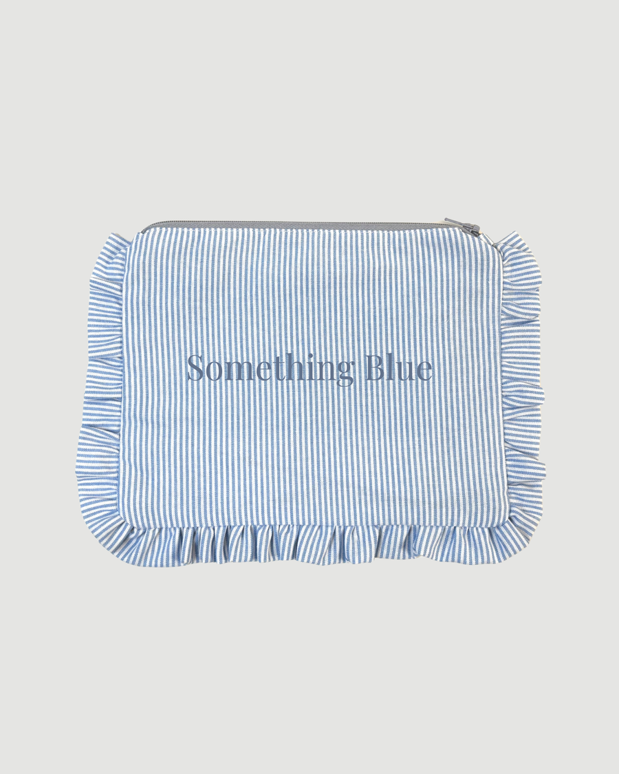 Personalised Blue Stripe Ruffle Pouch
