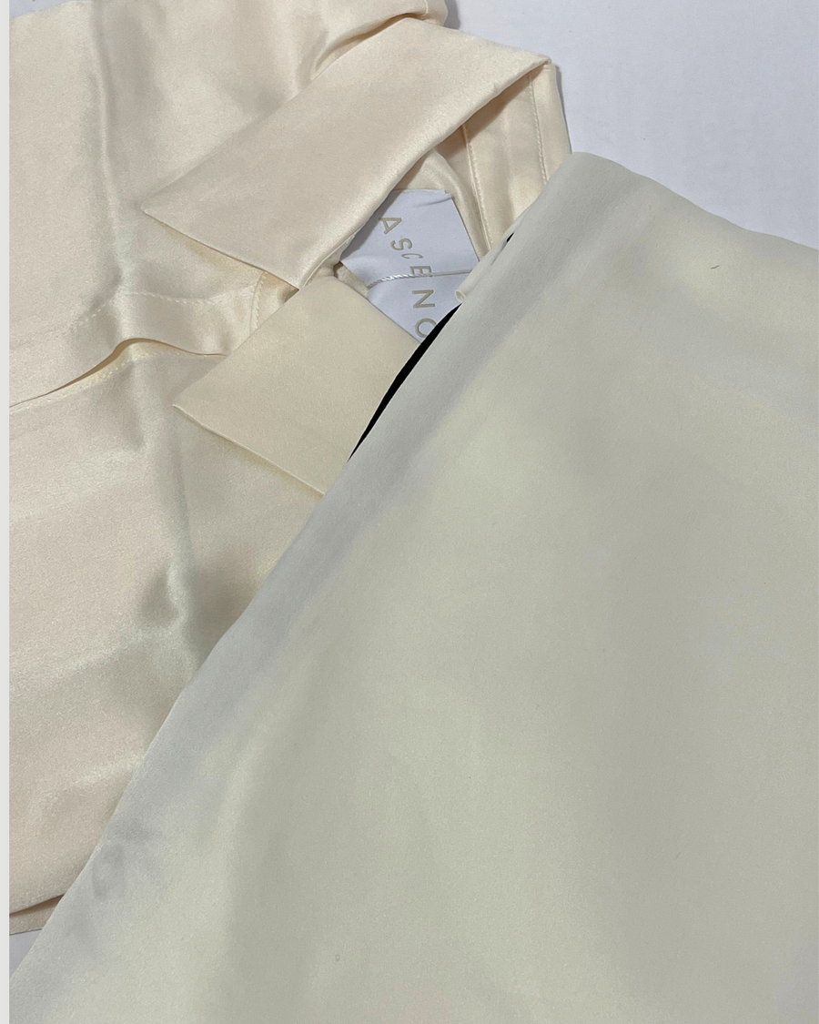 Classic White Silk Pyjama Set - sample sale