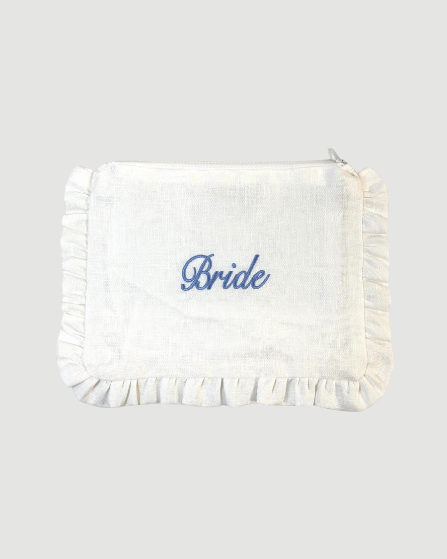Personalised White Ruffle Pouch