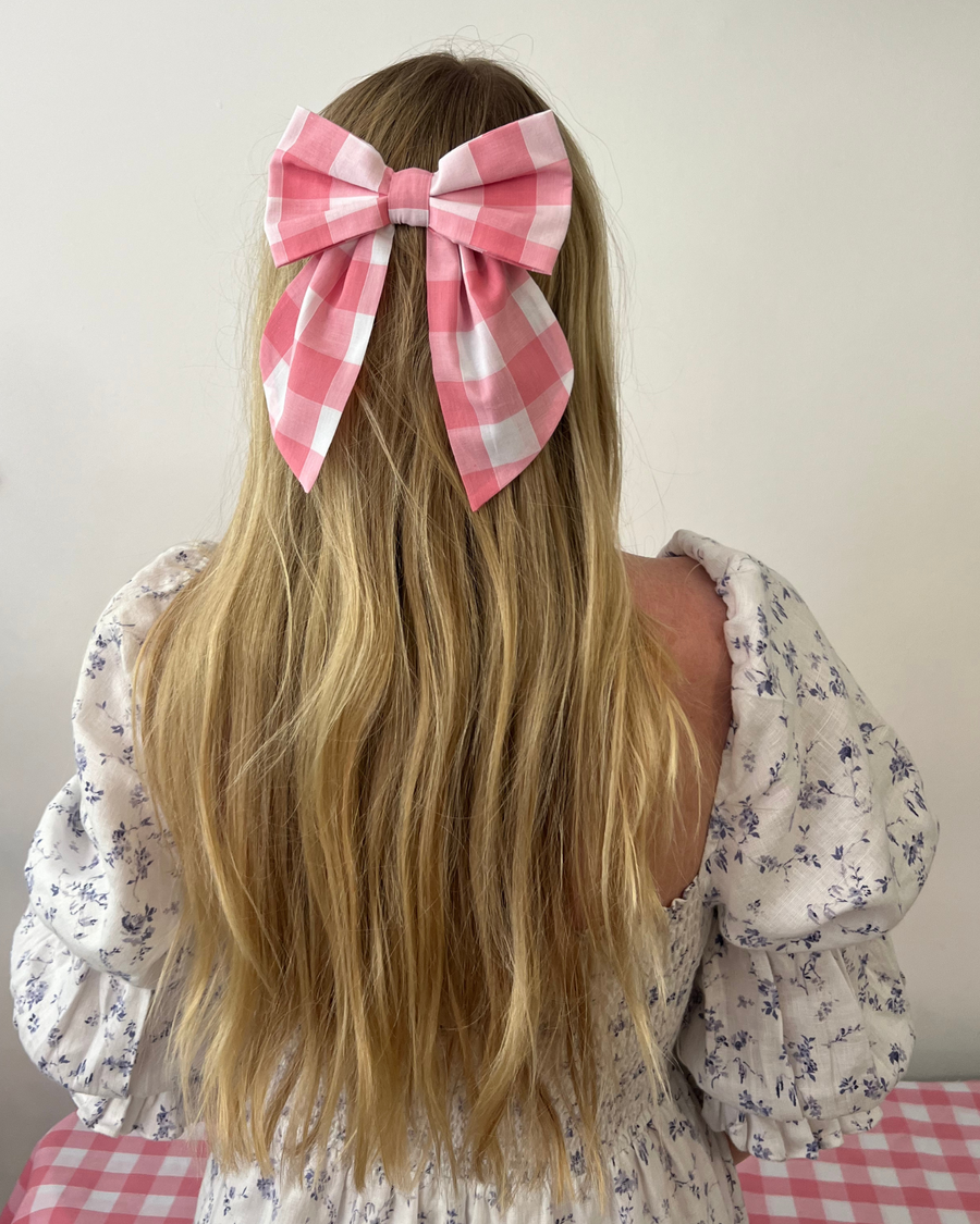 Pink Gingham Barbie Bow