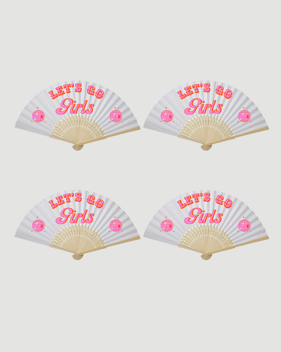 Let's Go Girls Paper Fan (Pack of 4)