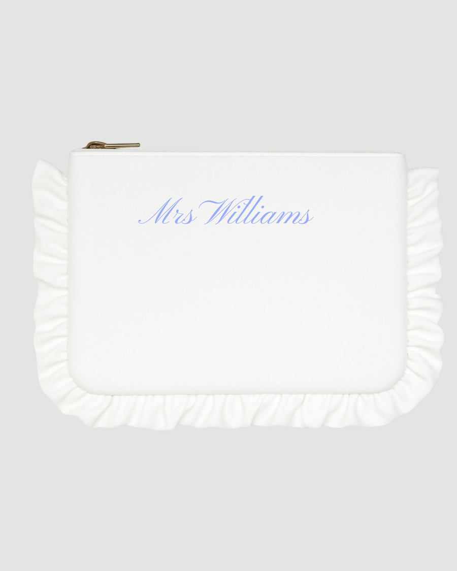 White Velvet Ruffle Pouch