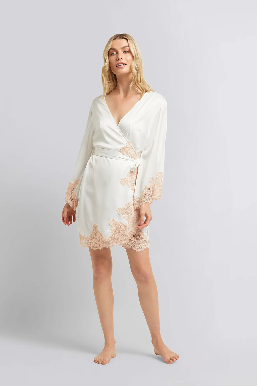 White with Blush Sian Lace Robe