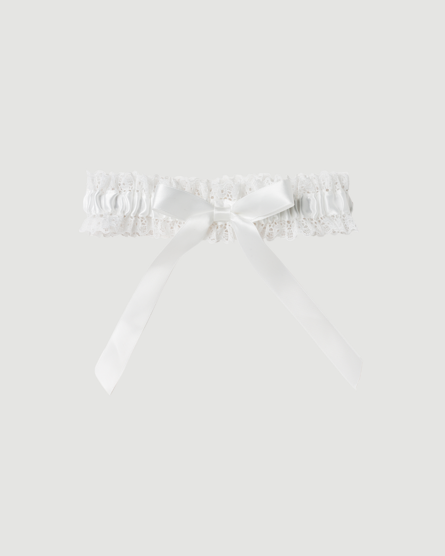 White Satin Bow Garter