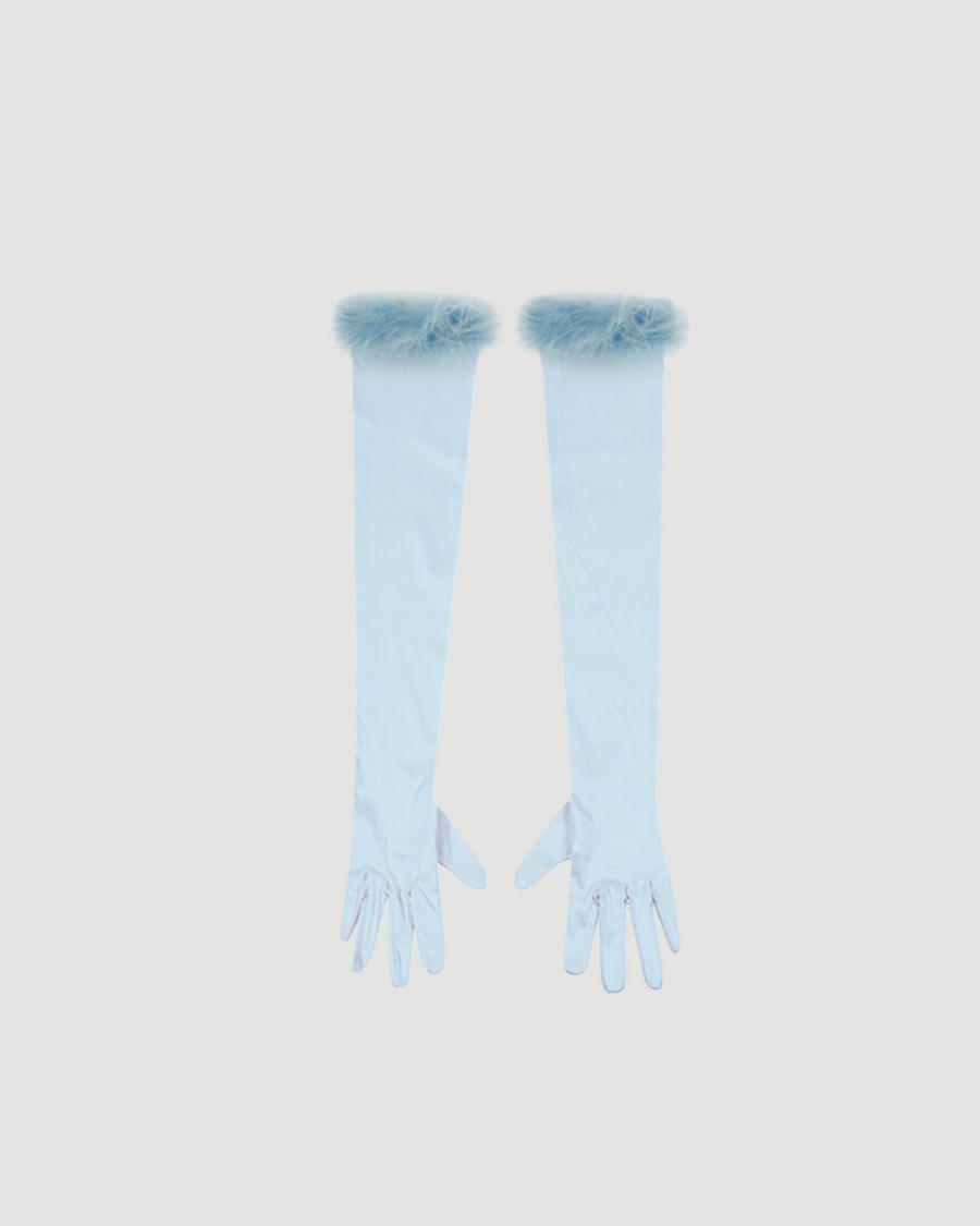Baby Blue Feather Gloves