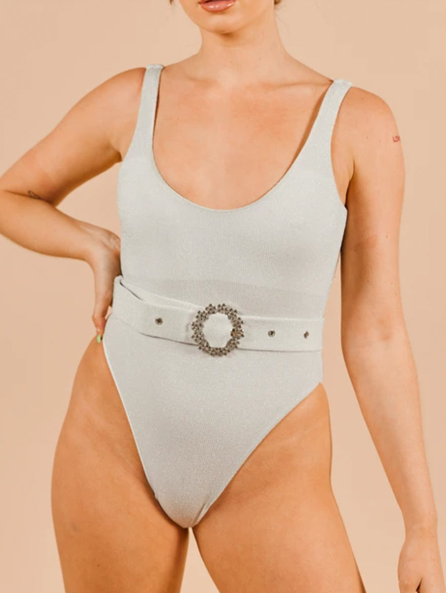 Acacia Swimsuit in White / Silver