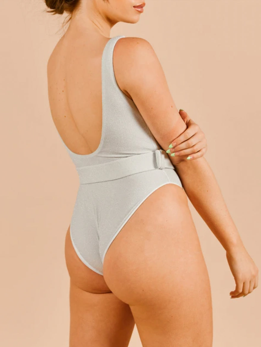Acacia Swimsuit in White / Silver