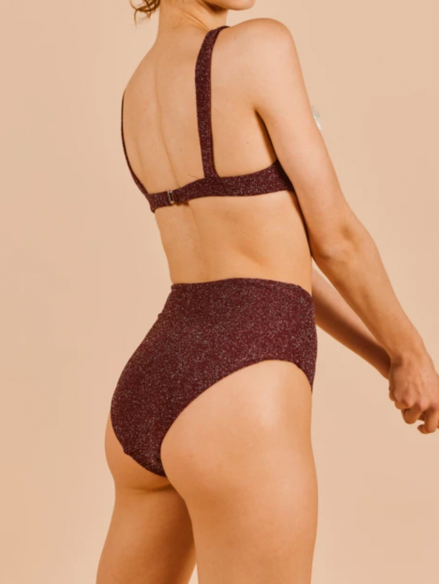 Maroon high 2025 waisted bikini bottoms