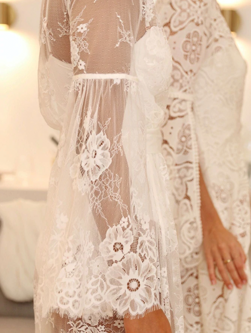 Georgina Long Lace Bridal Robe