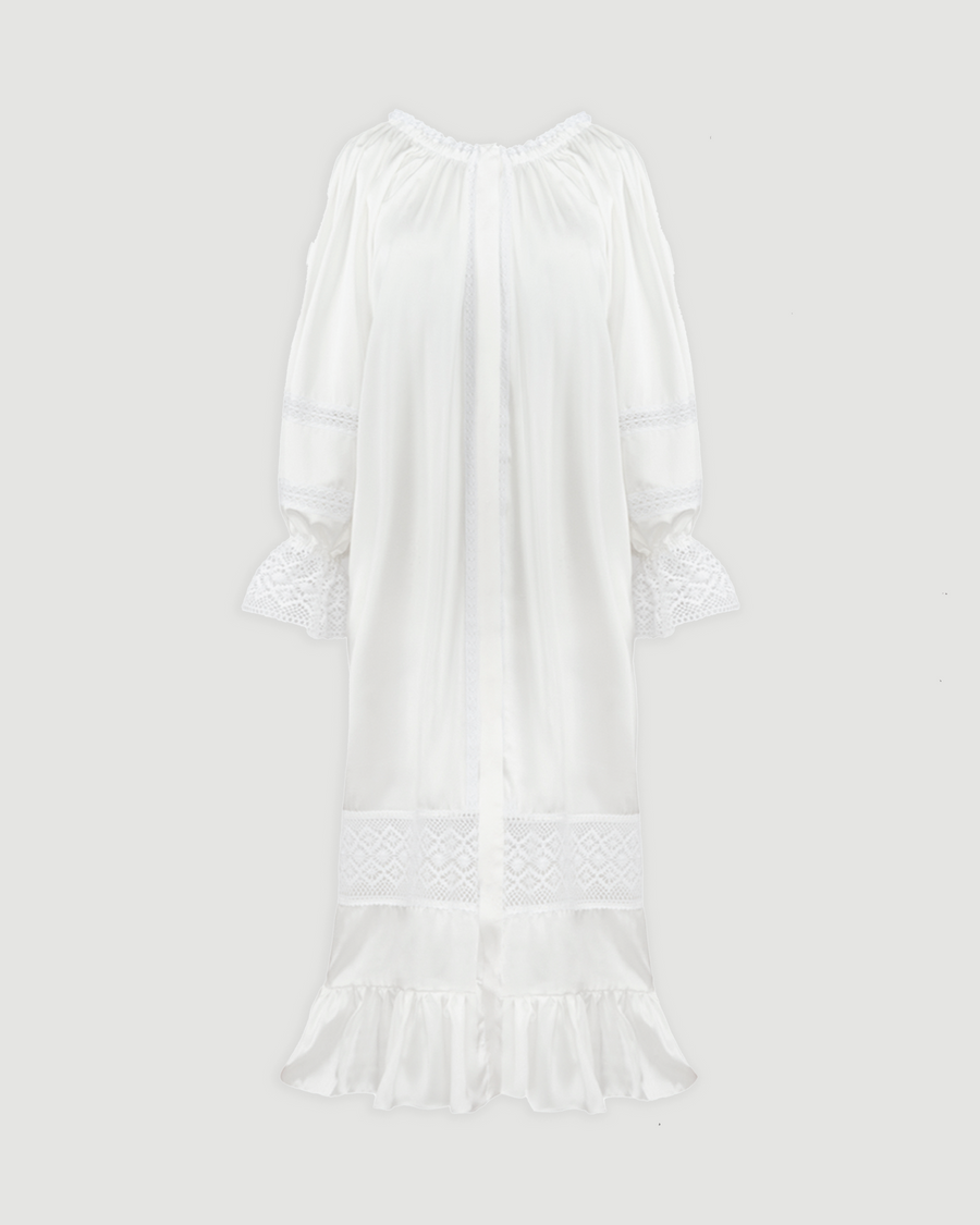 Paloma Silk Dress in Pearl White