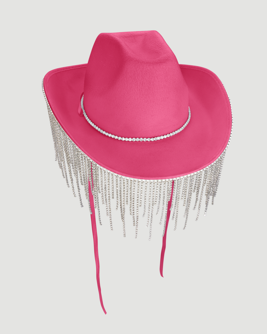 Pink Diamonte  Fringe Cowgirl Hat