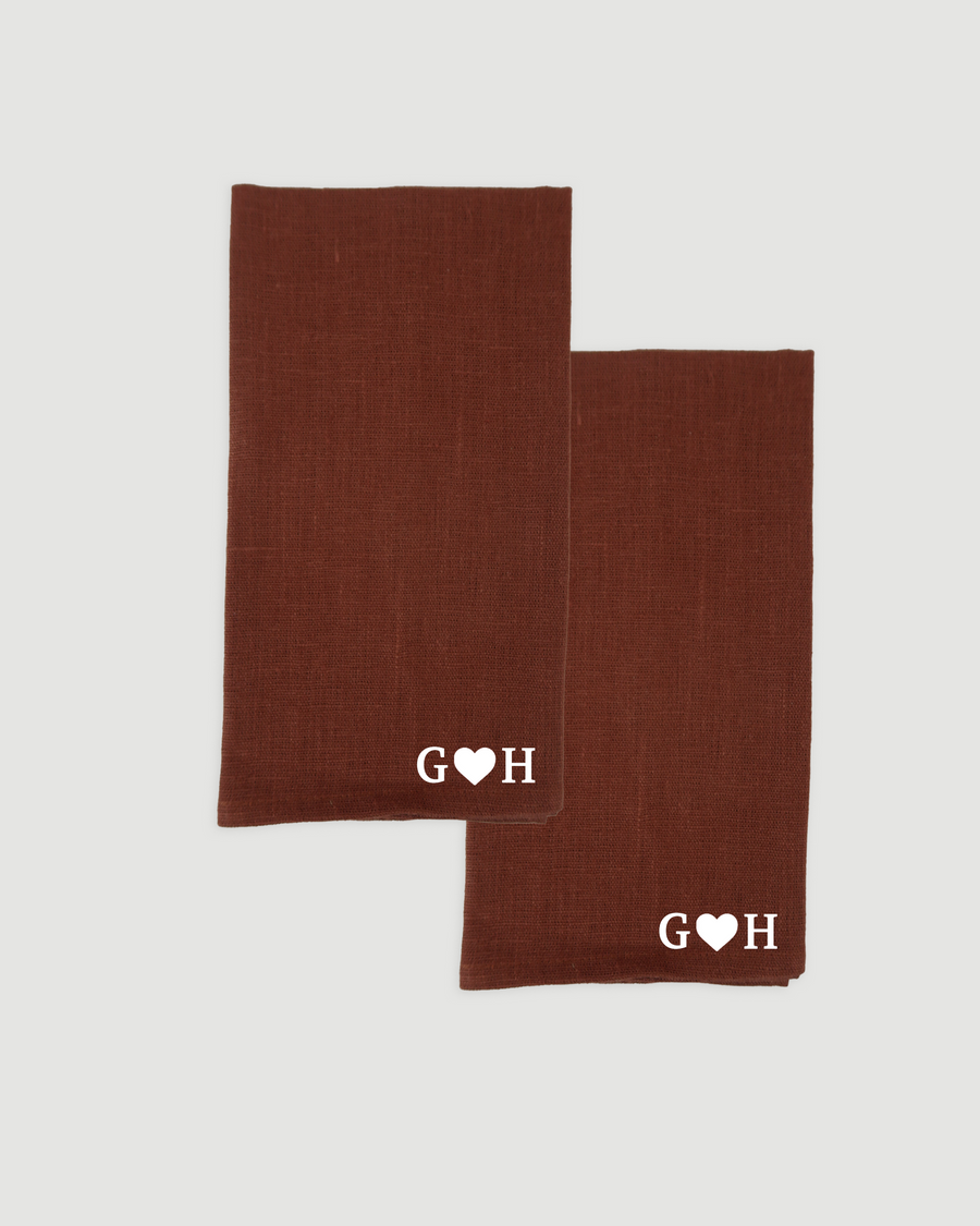 Personalised Linen Napkins in Rust (set of 2)