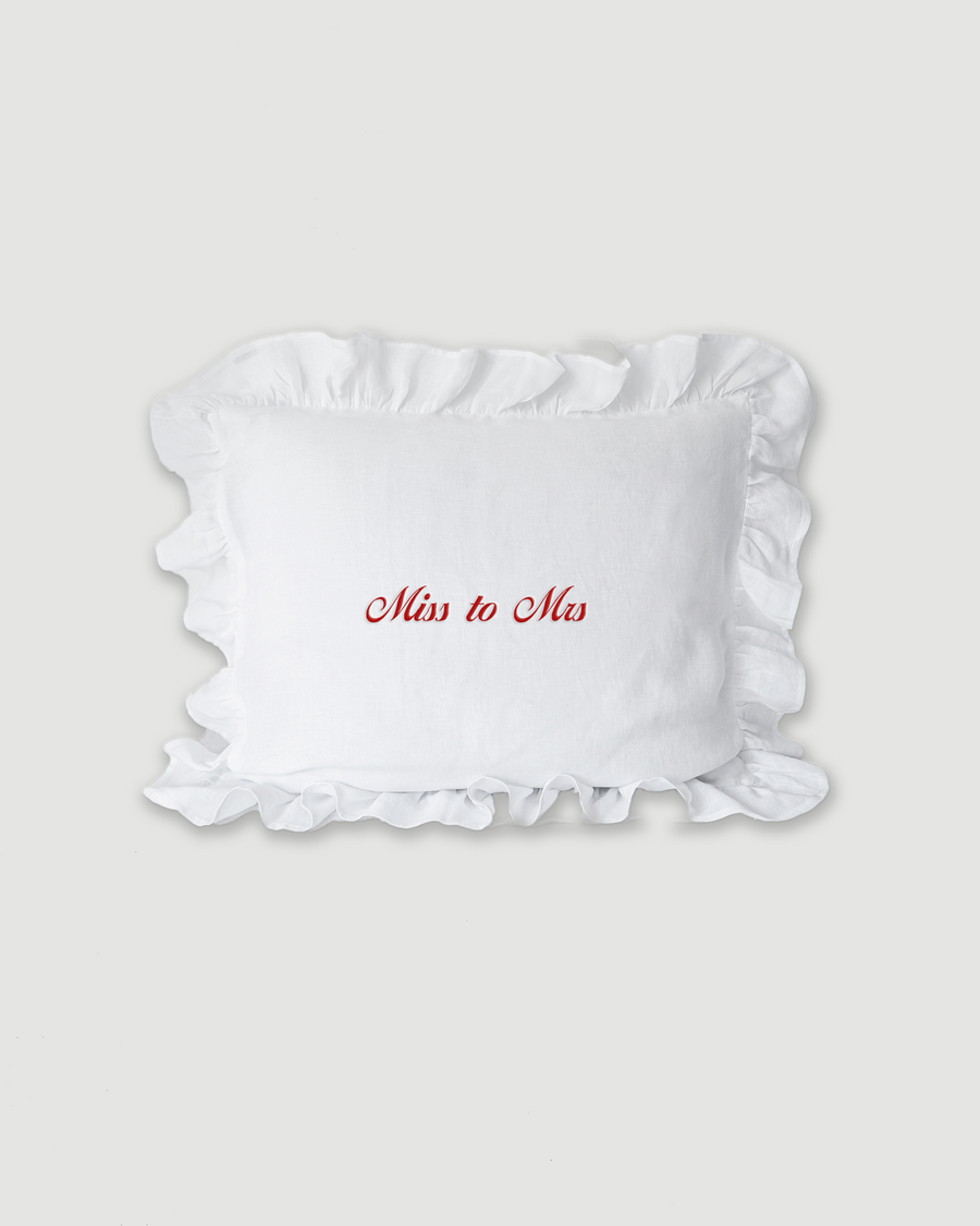 Embroidered Ruffled Cushion Cover