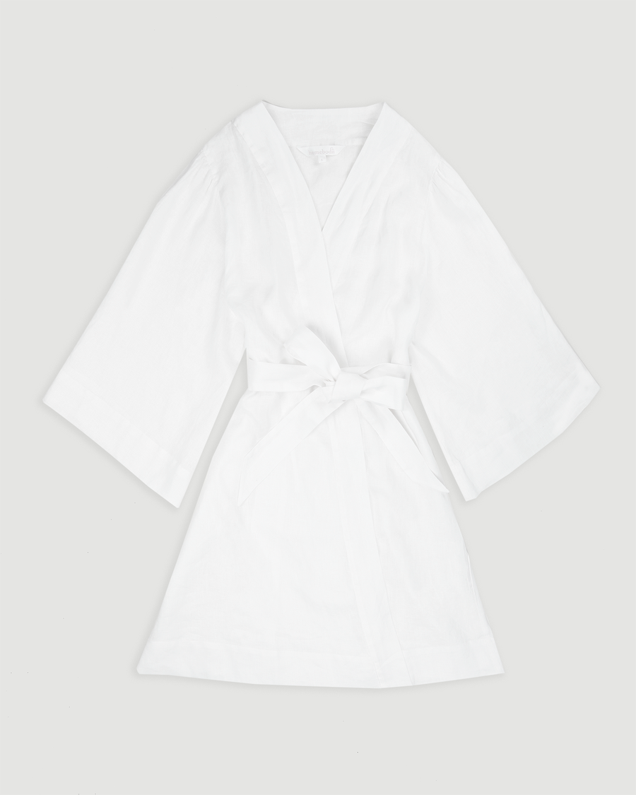 White Rebecca Linen Robe